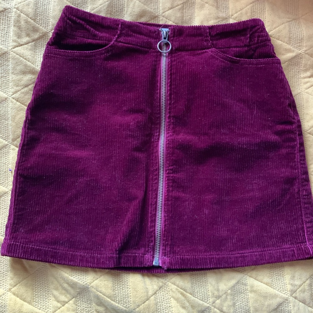 corduroy zip up mini skirt
